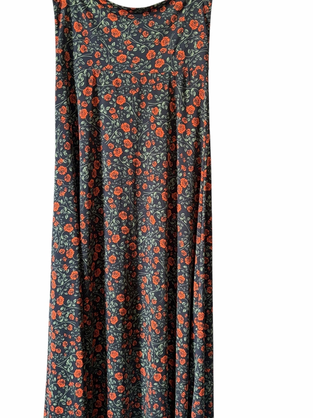 LuLaRoe Black Maxi Skirt with Red Rose Print